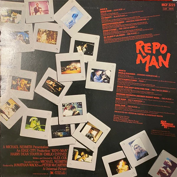 VARIOUS, Repo Man (Music From Original Motion Picture Soundtrack) (MCA Records; MCF 3223, UK 1984) LP VG/VG - Image 2