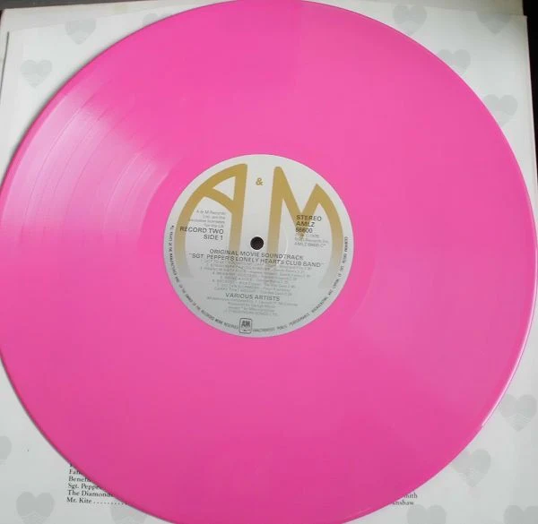 VARIOUS, Sgt. Pepper's Lonely Hearts Club Band (A&M Records; AMLZ 66600, UK 1978, Hype Stickered Gatefold Sleeve, 2 Inners, Poster, Pink Vinyl.) LP VG+/G+ - Image 3