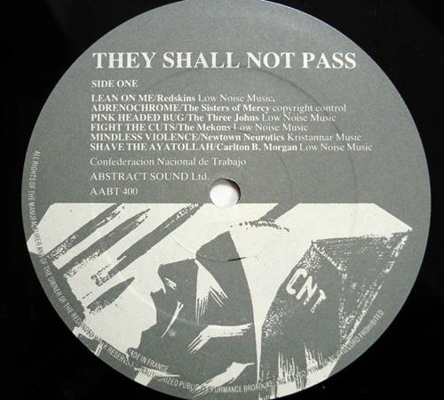 VARIOUS (SISTERS OF MERCY, THREE JOHNS, MEKONS, REDSKINS ETC), They Shall Not Pass (Abstract Sounds; AABT 400, UK 1985) LP VG+/VG - Image 3
