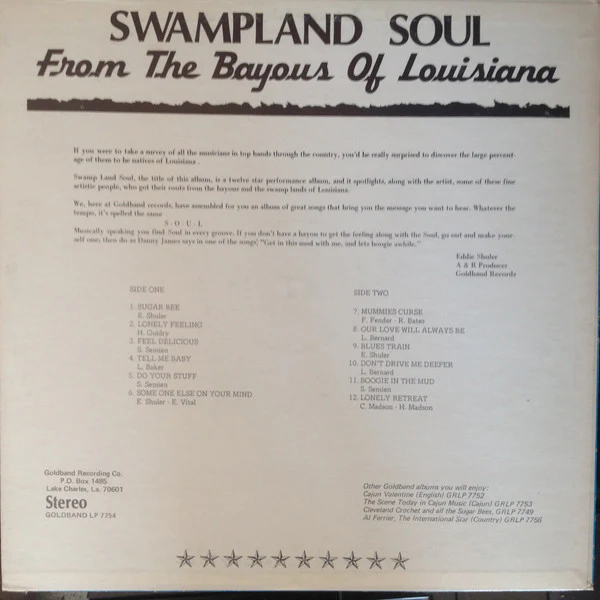 VARIOUS, Swampland Soul From The Bayous Of Louisiana (Goldband Records; LP 7754, US 1972) LP VG+/VG+ - Image 2