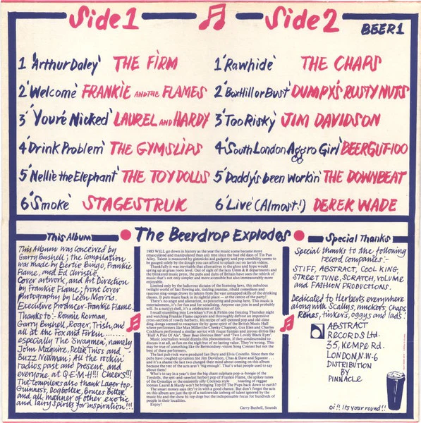 VARIOUS, The Beerdrop Explodes (Abstract Records; BEER 1, UK 1983), SALE - Up to 50% Off the Original Price  LP VG/VG+ - Image 2