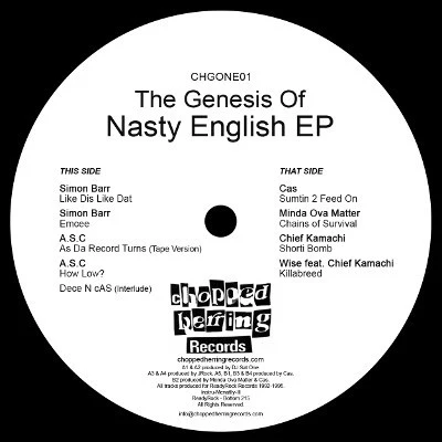 VARIOUS, The Genesis Of Nasty English EP (Chopped Herring Records; CHGONE01, UK 2014, Stickered Plain Sleeve) 12" EP /VG - Image 2