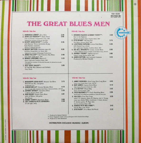 VARIOUS, The Great Blues Men (Vanguard; VSD 25/26, France 1972, Gatefold) 2xLP VG/VG+ - Image 2