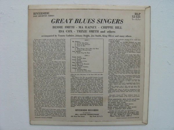 VARIOUS, The Great Blues Singers (Riverside Records; RLP 12-121, UK 	, Laminated Flipback Sleeve) LP VG+/VG - Image 2