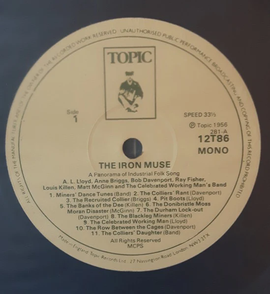 VARIOUS, The Iron Muse (A Panorama Of Industrial Folk Music) (Topic Records; 12T86, UK Reissue, Insert) LP VG/VG - Image 3