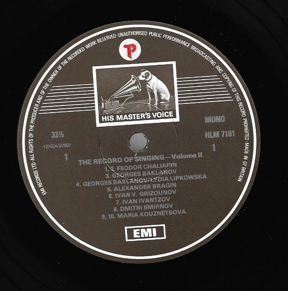 VARIOUS, The Record Of Singing - Volume Two: 1914 - 1925 (His Master's Voice ; RLS 743, UK 1979) LP VG+/VG+ - Image 3