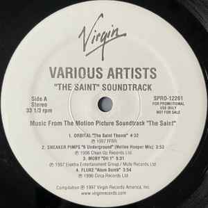 VARIOUS, The Saint (Music From The Paramount Motion Picture Soundtrack) (Virgin; SPRO-12261, US 1997, Promo, Stickered Plain Sleeve, David Bowie, Underworld, Orbital, Chemical Brothers, Daft 2xLP VG/VG - Image 2
