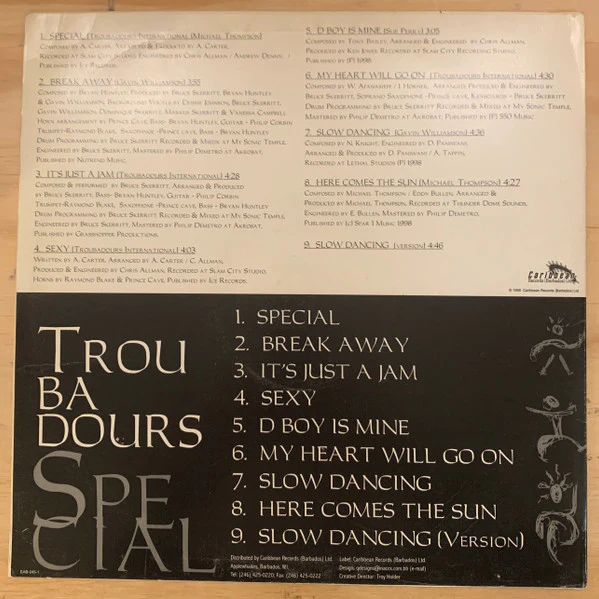 VARIOUS, Troubadours International - Special (Caribbean Records ; EAB 245, Barbados 1998), SALE - Up to 50% Off the Original Price  LP VG/VG - Image 2