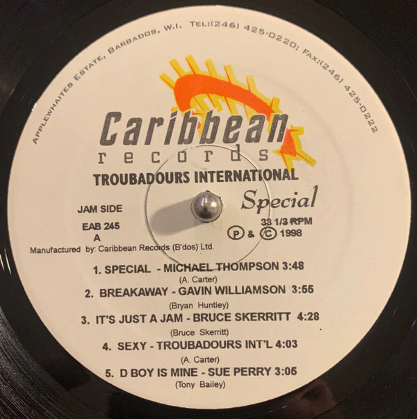 VARIOUS, Troubadours International - Special (Caribbean Records ; EAB 245, Barbados 1998), SALE - Up to 50% Off the Original Price  LP VG/VG - Image 3
