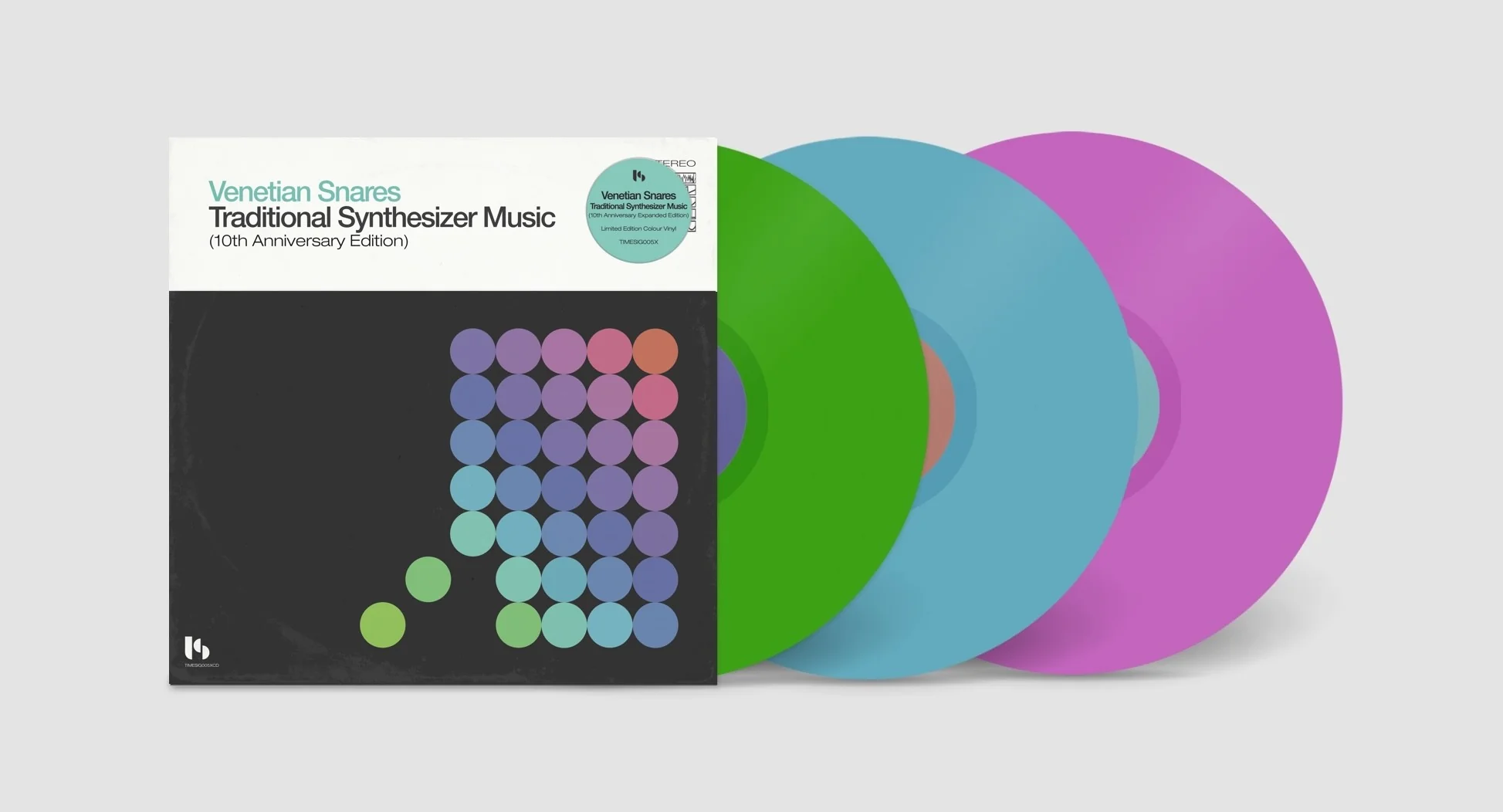 VENETIAN SNARES, Traditional Synthesizer Music (10th Anniversary Edition) (Planet Mu; TIMESIG005X, Europe 2026, Standard Sleeve, Indie Exclusive Green, Blue & Pink Coloured Vinyl) 3xLP NEW/NEW - Image 2