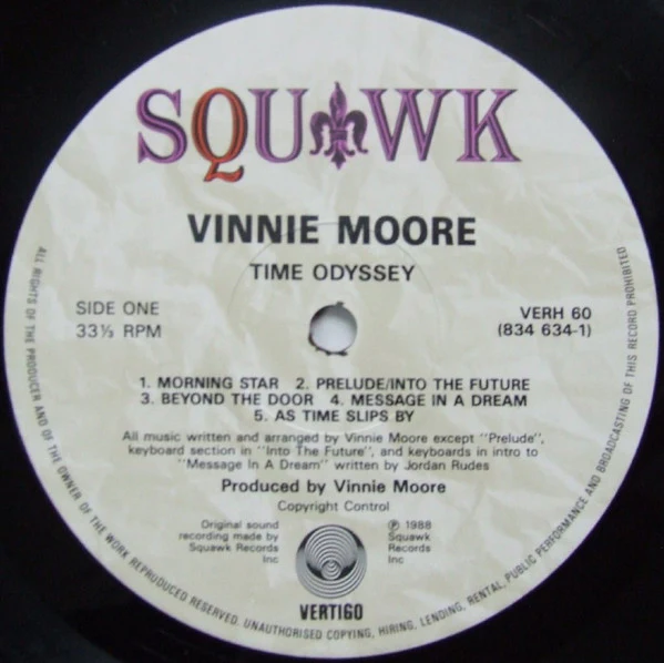 VINNIE MOORE, Time Odyssey (Squawk; 834 634-1, UK 1988) LP VG+/VG+ - Image 3