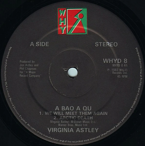 VIRGINIA ASTLEY, From Gardens Where We Feel Secure (Happy Valley / Rough Trade; HA 001, UK 1983, Picture Sleeve, Inner, Bilbo Tape One Mastering) LP VG+/VG+ - Image 3