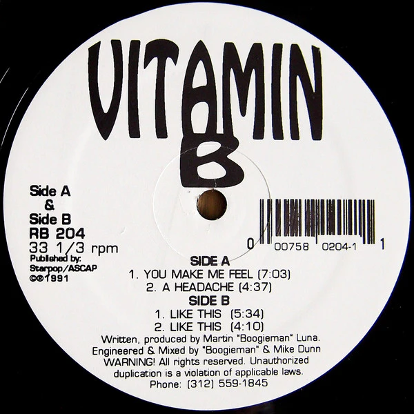 VITAMIN B, You Make Me Feel (Rhythm Beat; RB 204, US 1991) LP /VG+