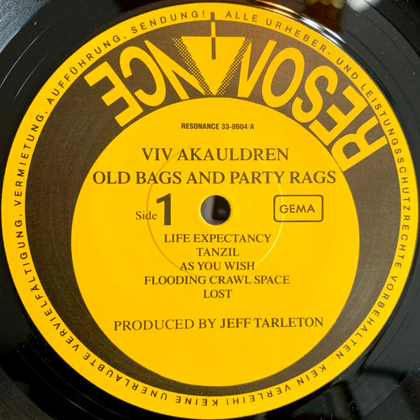 VIV AKAULDREN, Old Bags And Party Rags (Resonance; 33-8604, Netherlands 1986, Inner), SALE - Up to 50% Off the Original Price  LP VG/VG - Image 3