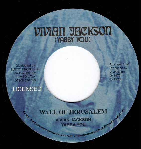 VIVIAN JACKSON (YABBY YOU), Wall Of Jerusalem (Vivian Jackson (Yabby You); YU712, UK 2024 Reissue, Company Sleeve) 7" EX/EX