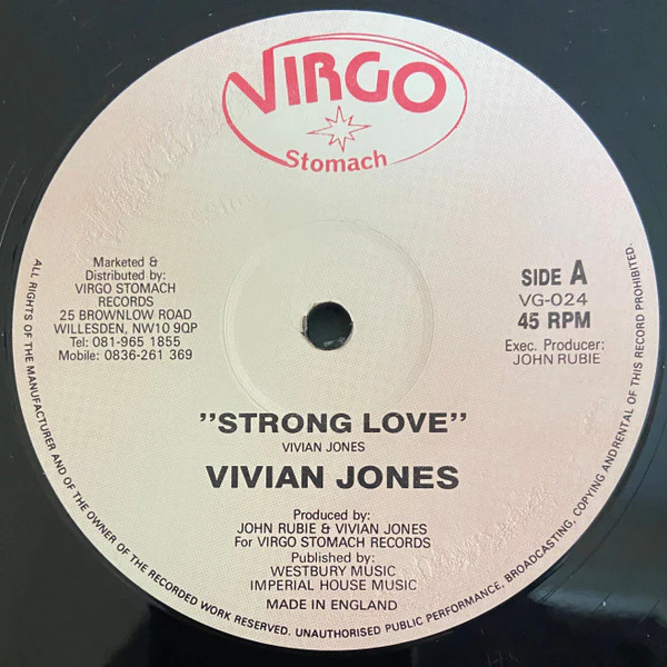 VIVIAN JONES, Strong Love (Virgo Stomach; VG-024, UK 1991, Picture Sleeve) 12" VG/VG - Image 3