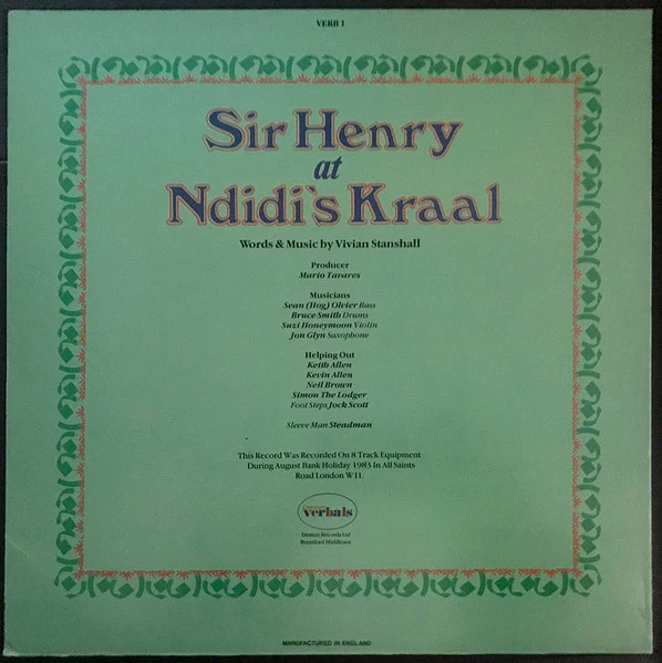 VIVIAN STANSHALL, Sir Henry At Ndidi's Kraal (Demon Verbals; VERB 1, UK 1984) LP VG/VG - Image 2