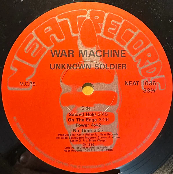 WAR MACHINE, Unknown Soldier (Neat Records; NEAT 1036, UK 1986) LP VG/VG - Image 3