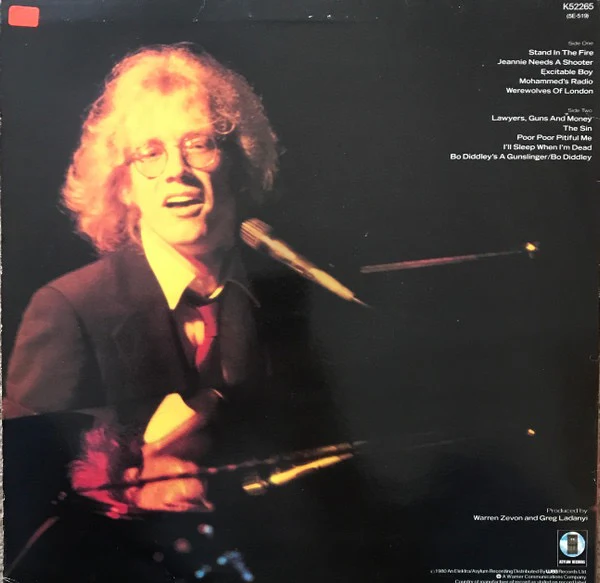 WARREN ZEVON, Stand In The Fire (Asylum Records; K52265, UK 1980, Inner) LP VG/VG - Image 2