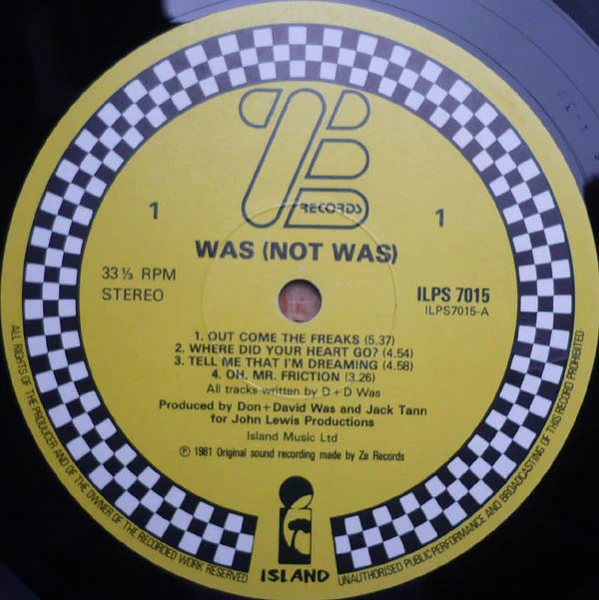WAS (NOT WAS), Was (Not Was) (ZE Records Yellow Label; ILPS 7015, UK 1981, Inner) LP VG+/VG+ - Image 3