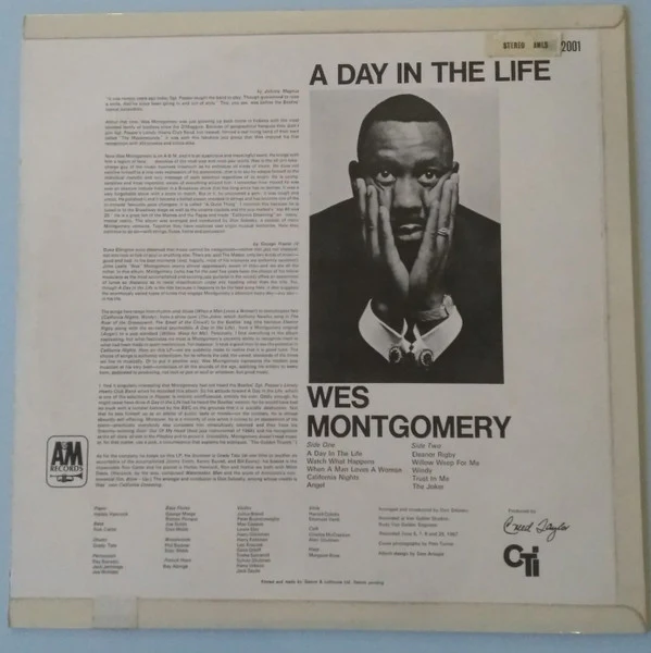 WES MONTGOMERY, A Day In The Life (CTI / A&M; AMLS 2001, UK 1967, Flipback Sleeve, Stereo) LP G+/VG - Image 2
