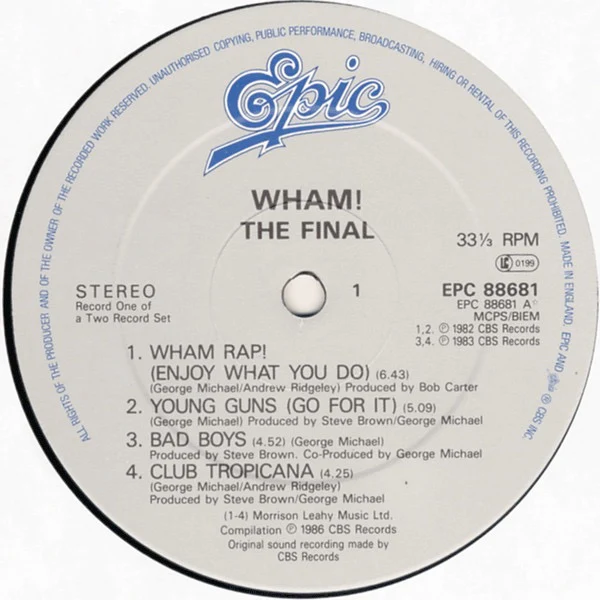 WHAM!, The Final (Epic; EPC 88681, UK 1986, 2 Inners & Insert) 2xLP VG/VG+ - Image 3