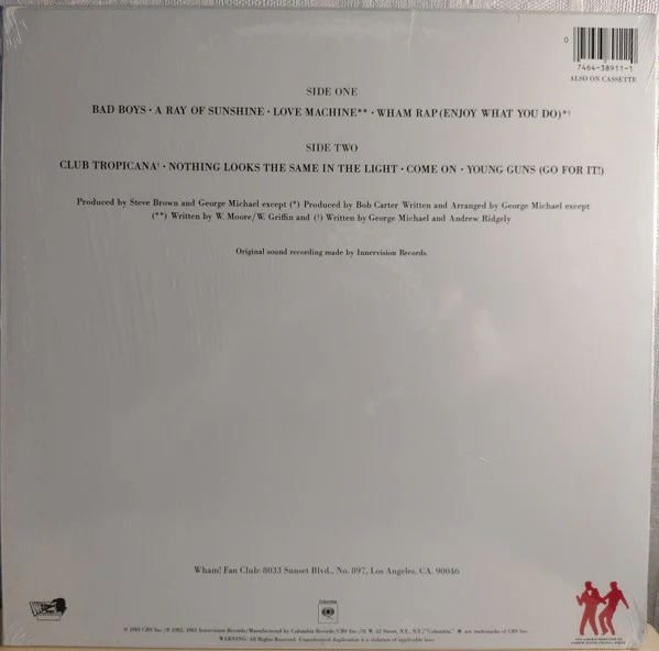 WHAM! U.K., Fantastic (Columbia; FC 38911, US Reissue, Inner, Hype Sticker on Shrink) LP VG/VG+ - Image 2