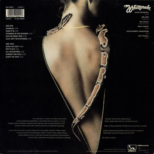 WHITESNAKE, Slide It In (Liberty; LBG 2400001, UK 1984, Inner With Thumb Cut On Side A Lyrics, Utopia Runouts) LP VG/VG - Image 2