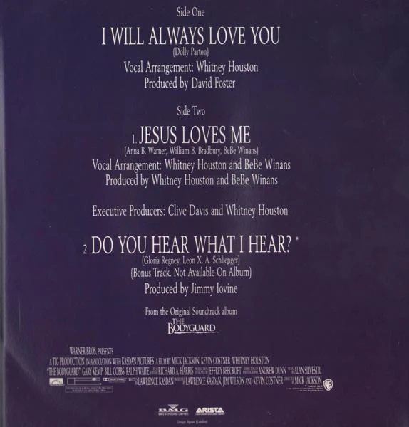 WHITNEY HOUSTON, I Will Always Love You (Arista; 74321 12065 1, UK 1992, Picture Sleeve) 12" VG/VG - Image 2