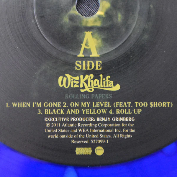 WIZ KHALIFA, Rolling Papers (Atlantic Records ; 527099-1, US 2021 Reissue, Picture Sleeve, Insert, Limited Edition Rolling Papers Vinyl. Pressed on Blue with Splatter Effect . Limited to 2,5 2xLP VG/VG+ - Image 3