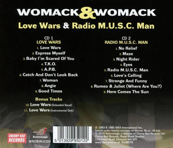 WOMACK & WOMACK, Love Wars & Radio M.U.S.C. Man (Robinsongs; WROBIN1CDD, UK 2015) 2xCD EX/EX - Image 2