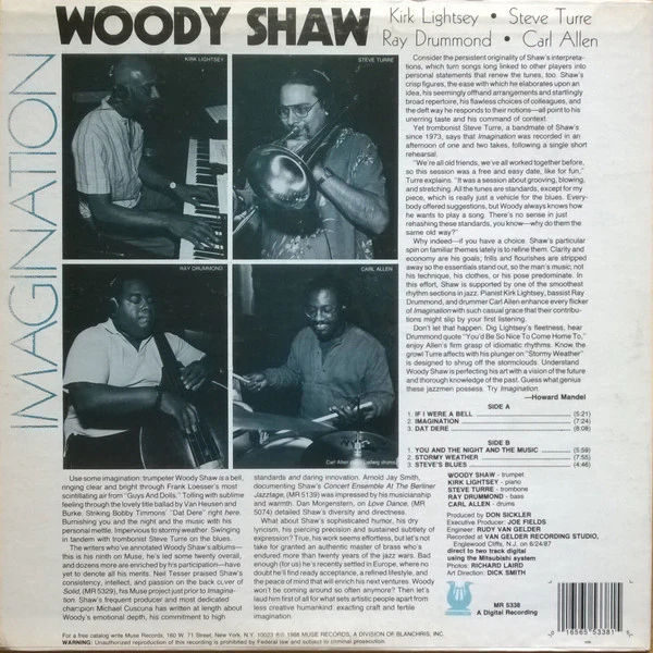 WOODY SHAW, Imagination (Muse Records; MR 5338, US 1988) LP G+/VG - Image 2