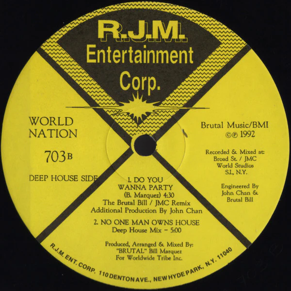 WORLD NATION, Do You Wanna Party (R.J.M. Entertainment Corp.; RJM 703, US 1992) 12" /VG+ - Image 2