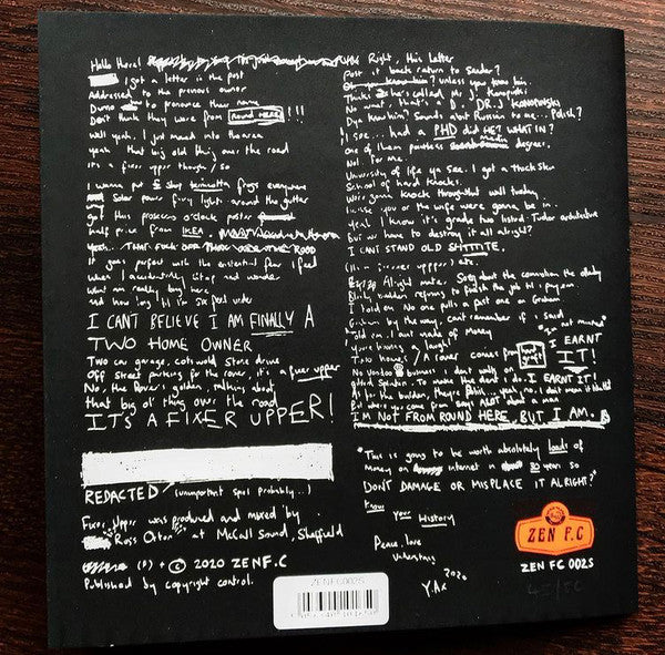 YARD ACT, The Trapper's Pelts / Fixer Upper (ZEN F.C. ; ZEN FC 002S, UK 2020, Triple Fold Over Sleeve With Red Print, Sticker, Numbered Limited Edition) 7" VG+/VG+ - Image 2
