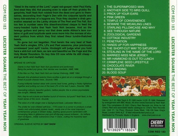 YEAH YEAH NOH, Leicester Square: The Best Of Yeah Yeah Noh (Cherry Red; CDM RED 183, UK 2001, Jewel Case) CD VG+/VG+ - Image 2