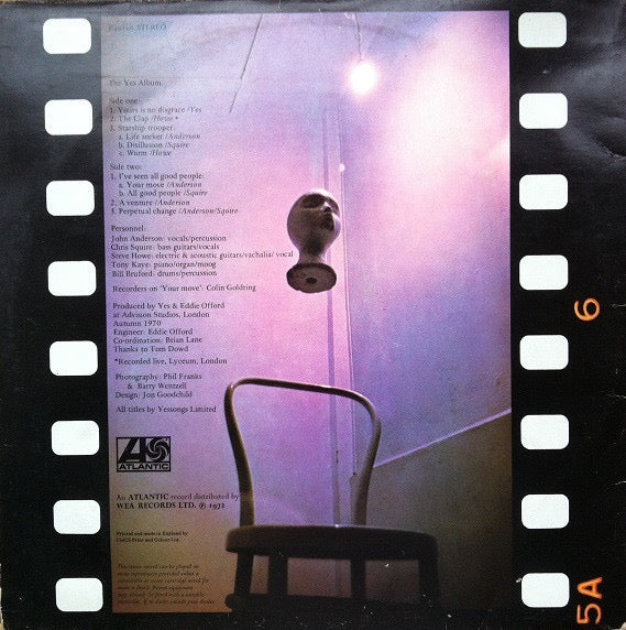 YES, The Yes Album (Atlantic; K40106, UK 1970s Reissue, Gatefold) LP VG+/VG - Image 2