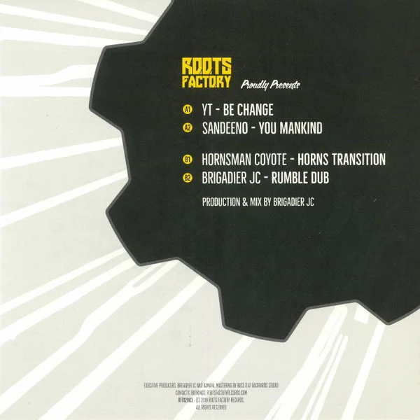YT & SANDEENO & HORNSMAN COYOTE & BRIGADIER JC, Be Change (Roots Factory; RFR003, UK 2018) LP VG+/VG+ - Image 2
