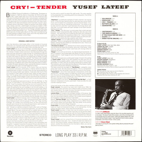 YUSEF LATEEF, Cry! Tender (WaxTime; 772333, Europe 2023 Reissue) LP NEW/NEW - Image 2