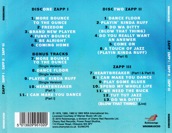 ZAPP, Zapp I / Zapp II / Zapp III (Robinsongs; WROBIN10CDD, UK 2016, Jewel Case) 2xCD VG+/VG+ - Image 2