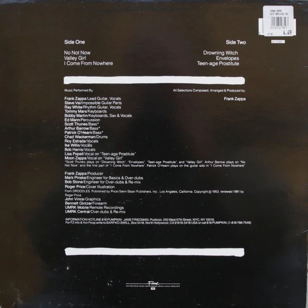 ZAPPA, Ship Arriving Too Late To Save A Drowning Witch (Fame Labels With EMI Box ; FA 3180, UK 1988 Reissue) LP VG/G+ - Image 2