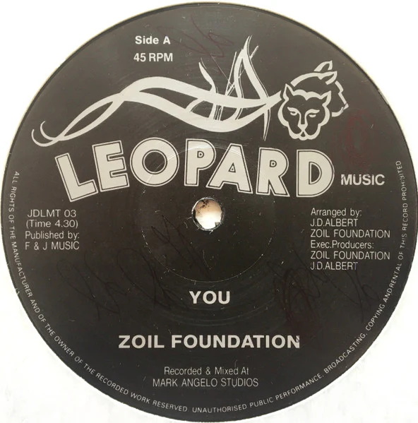 ZOIL FOUNDATION, You (Leopard Music; JDLMT 03, UK 1980s), SALE - Up to 50% Off the Original Price  12" /VG+