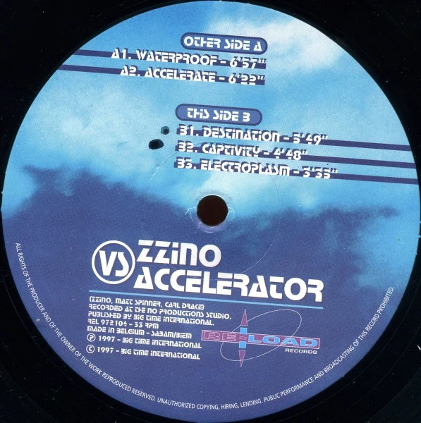 ZZINO VS ACCELERATOR, On / Off (Re-load Records; REL 972104, Belgium 1997) 3x12" G+/G+ - Image 2